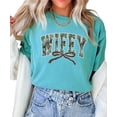 thumbnail image 3 of Wifey Camo Varsity Letter T-Shirt for Women - Coquette Bow Graphic Tee - Camouflage Wife Shirt Seafoam Shirt Adult Medium, 3 of 7