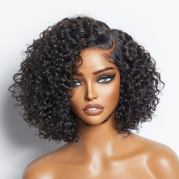 LUVME Trendy Short Cut Curly Minimalist HD Lace Glueless Side Part Wig 100% Human Hair