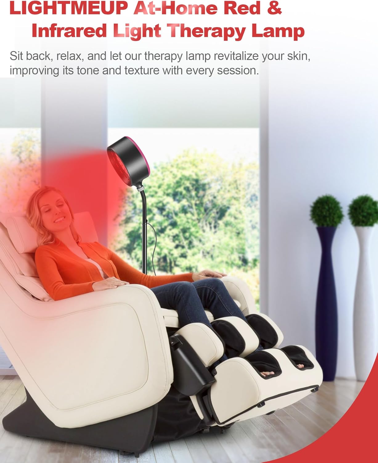 Infrared Light  for Face Dual-Mode 660nm & 850nm Near Infrared & Red Light Lamp for Skin Revitalization and Care with Adjustable Stand Remote & Touch Control Timer Eye Protection Glasses
