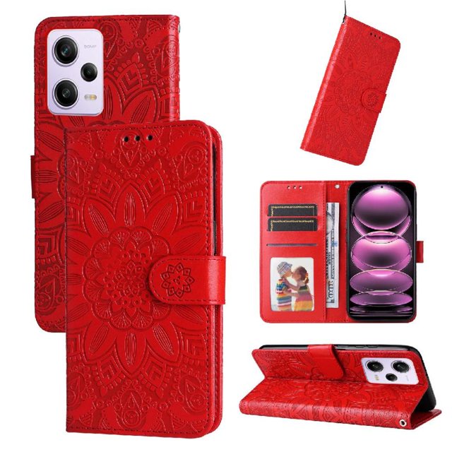 Funda tipo cartera GANGXUN para Xiaomi Redmi Note 12 Pro 5G , diseño girasol, cuero PU, soporte, cierre magnético, tarjetero