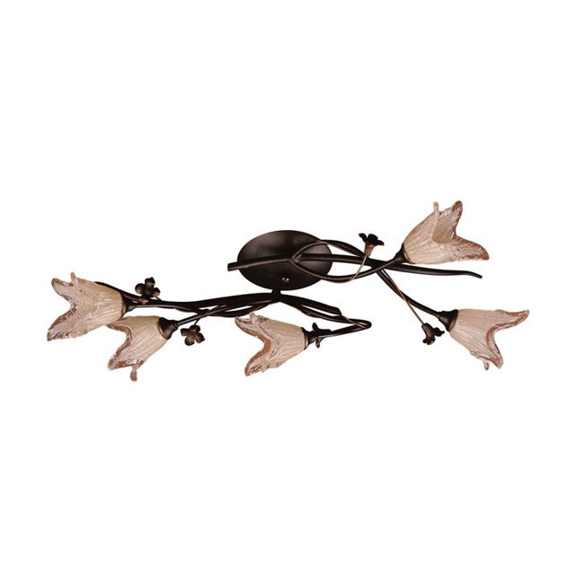 Elk 7956/5 5-Light Flush Mount In Aged Bronze and Hand Blown Tulip Glass