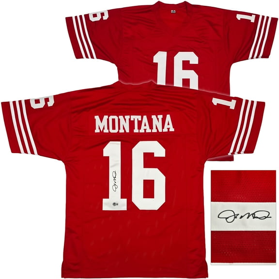 San Francisco 49ers Joe Montana Autographed Red Jersey Beckett BAS QR 253485