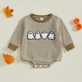 thumbnail image 4 of Huowey Boys Girls Halloween Clothes One Piece Newborn Baby Pumpkin Car Cute Print Long Sleeve Romper Bodysuit Outfits Dress Up Set,Khaki,0-3 Months, 4 of 6