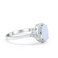 thumbnail image 2 of Halo Art Deco Oval Ring Lab Created White Opal 925 Sterling Silver Size 11, 2 of 6