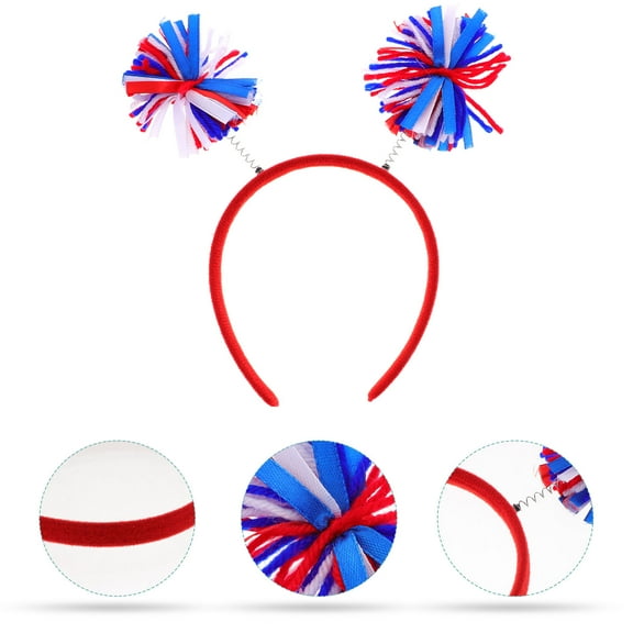 HONMEET 1Pcs Patriotic Headband Red White Blue Wool Ribbon for Independence Day