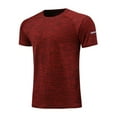 thumbnail image 4 of TANGQIOP Men T-Shirts Short Sleeve Color Cotton Athletic Quick Dry Running Fitness Crew Neck Solid Stretchable Loose Breathable Brick Red XL, 4 of 6