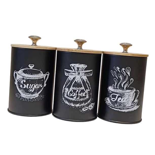 3 botes de cocina, azucarero, organizador de té, rústico para encimera, herramienta, bote de café