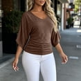 thumbnail image 4 of Neewe 3/4 Length Sleeve Womens Tops V Neck Shirt Dressy Casual Blouse Basic Tshirts 2026 Fashion Clothing S-3XL, 4 of 5