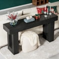 thumbnail image 2 of Farmhouse 63-Inch Wooden Console Table, Black Rectangular Sofa Table Behind The Couch, Sturdy Entryway Table For Entrance, Hallway, Living Room, 2 of 7