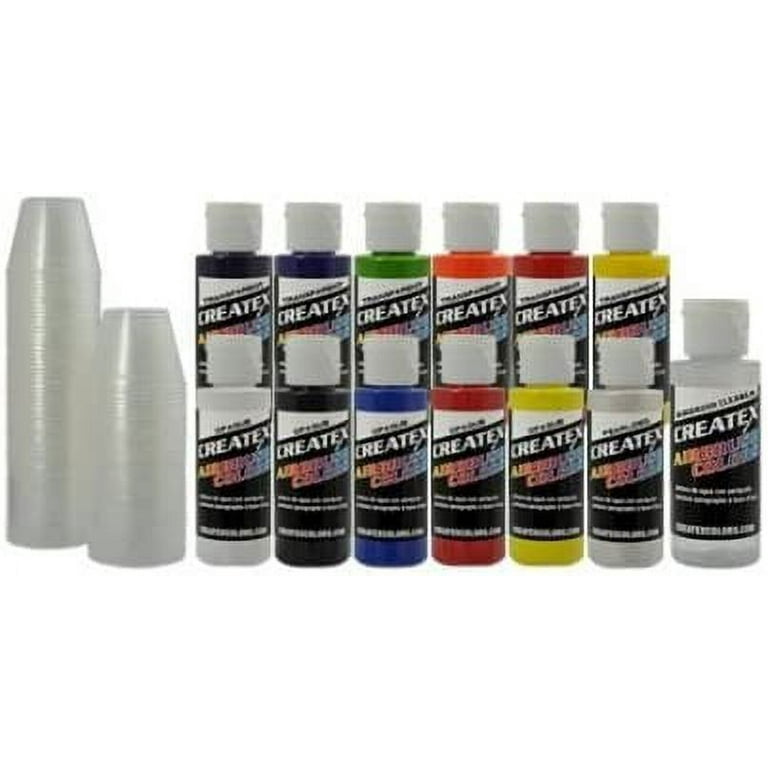 U.S. Art Supply 36 Color Deluxe Airbrush Acrylic Paint Set with Cleaner Thinner 100-Plastic Mixing Cups