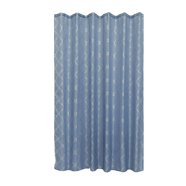 Polyester Silver Foil Trellis Printed Shower Curtain (Blue)