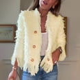 thumbnail image 5 of Delayuji Women's Spring Coat Tassel Elegant Cardigan Coat Solid Color Fall Coat Shirt, 5 of 8