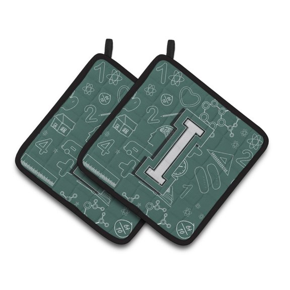 Carolines Treasures CJ2010-IPTHD Letter I Back to School Initial Pair of Pot Holders, 7.5HX7.5W, multicolor