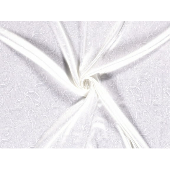 Minerva Stretch Woven Jacquard Satin Fabric White - per yard
