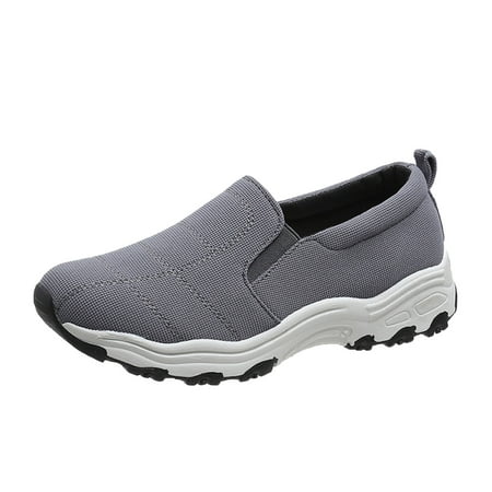 

SEMIMAY Ladies Fashion Solid Mesh Breathable Low Top Thick Soled Casual Sports Shoes Grey