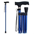 thumbnail image 1 of Foldable Walking Stick, Height Adjustable, Portable, T-Handle, Suitable for Elderly, Length 82-92 cm, Blue, 1 of 5