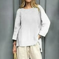 thumbnail image 2 of WZXFASHION T-Shirts Décontractés à Manches 3/4 pour Femmes, Col Rond, Coton, Liquidation, 2 of 4