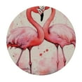 thumbnail image 2 of JEUXUS  Pink Flamingo Lover Round Tablecloth Thicken Desk Cloth Washable Table Cover Table Cloth for Kitchen Daily Dinning Party Tabletop Decor, 2 of 7