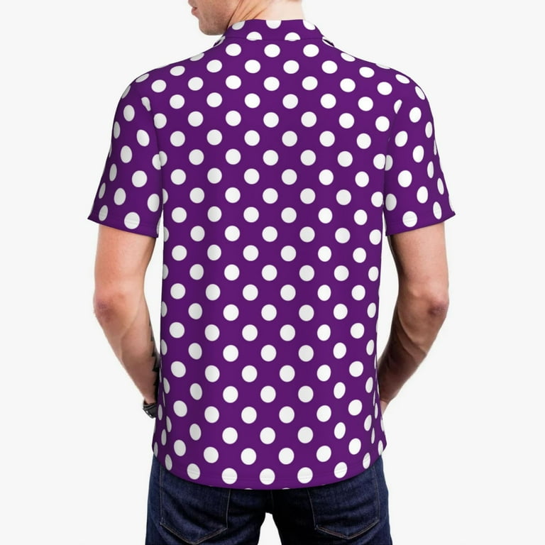 Polo Shirts for Men purple polka dot Soft Comfort Breathable - Main Image