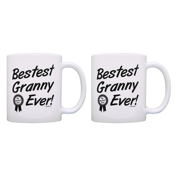 ThisWear Grandma Gifts Bestest Granny Ever Mother's Day Gift Cute 11 ounce 2 Pack Coffee Mugs