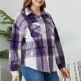thumbnail image 5 of Women's Button Down Plaid Shirt Jacket Long Sleeve Classic Fit Lapel Baggy Casual Tops Shackets with Pockets, 5 of 8