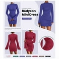 thumbnail image 4 of FreshPretty Fall Dresses for Women Fashion Bodycon Bell Long Sleeve Mock Neck Party Club Outfits Going Out Mini Dress, 4 of 9