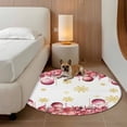 thumbnail image 2 of Round Rugs 5Ft, Red Pink Christmas Balls Round Area Rug Washable Indoor Throw Carpet, Xmas Poinsettia Yellow Winter Snowflake Soft Non Slip Circle Rug for Cabinet Bathroom Home Decor Aesthetic, 2 of 8