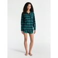thumbnail image 2 of No Boundaries Sleepwear Cotton Flannel Button Down Shirt, Women’s, 2 of 5