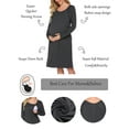 thumbnail image 2 of Avidlove Women’s Nursing/Delivery/Labor Nightgown Long Sleeve Maternity Sleepshirt for Breastfeeding with Button, 2 of 7