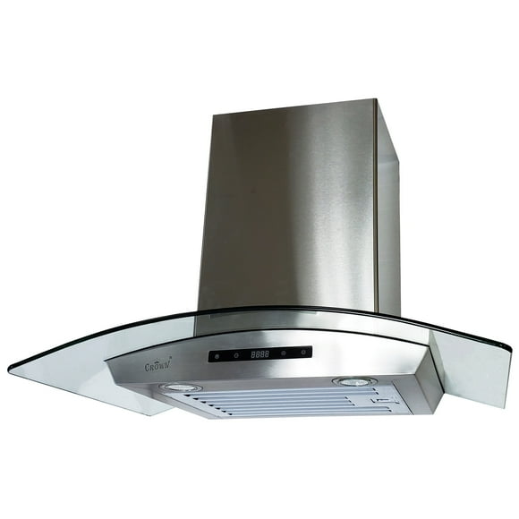 CROWN PRO-D01/36 36" Stainless Steel Wall Mount Range Hood, 800 CFM, LED Lights, Professional Kitchen Vent Hood