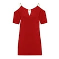 thumbnail image 1 of Qmyliery Women's Fashion Summer Solid Color Short Sleeve Cold Shoulder Hollow Tops, 1 of 1