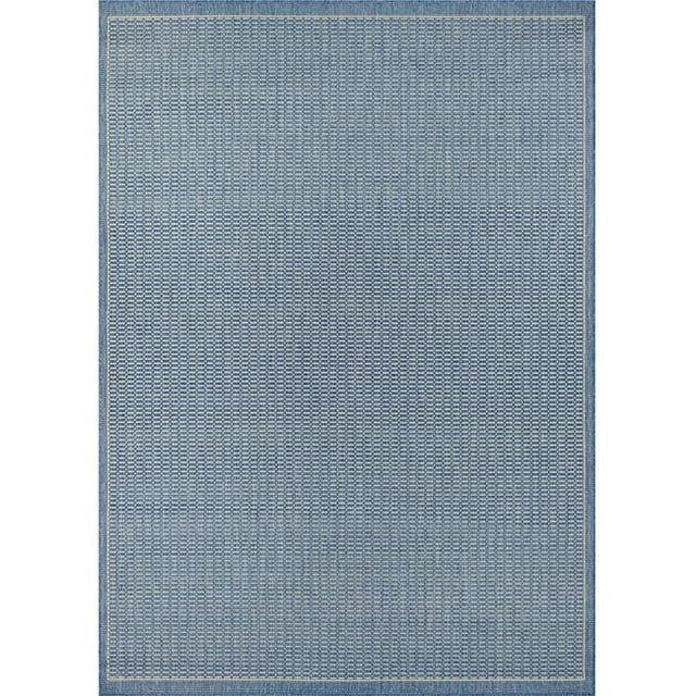 Couristan 10011212510092T 5 ft. 10 in. x 9 ft. 2 in. Recife Saddlestitch Power Loomed Rectangle Area Rug - Champagne & Blue