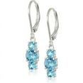 thumbnail image 1 of Sterling Silver Real and Created Gemstone Three Birthstone Dangle Earrings, Blue, 1 of 3
