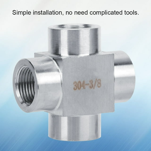 Adaptateur de Raccord de Tuyau en Argent Ferme, Raccord en Acier Inoxydable, Eau pour Raccord de Tuyau 4 Voies G3/8