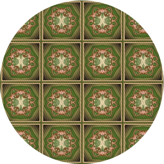 Ahgly Company Indoor Round Patterned Dark Golden Rod Brown Area Rugs, 6' Round