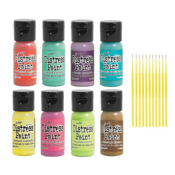 Trebbies Distress Paint Bundles - Water-based Acrylic Distress Paints Detail Sticks (BRIGHT COLLECTION)
