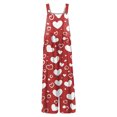 thumbnail image 3 of Kixjoy Overalls for Women Oversized Casual Wide Leg Jumpsuit Heart Print Valentine's Day Loose Fit Pants Fashion Fall Overalls for Women with Pockets, Watermelon Red 5XL, 3 of 6