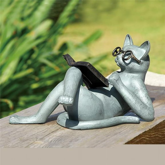 10 x 17.50 x 11 in. Literary Cat Garden Sculpture