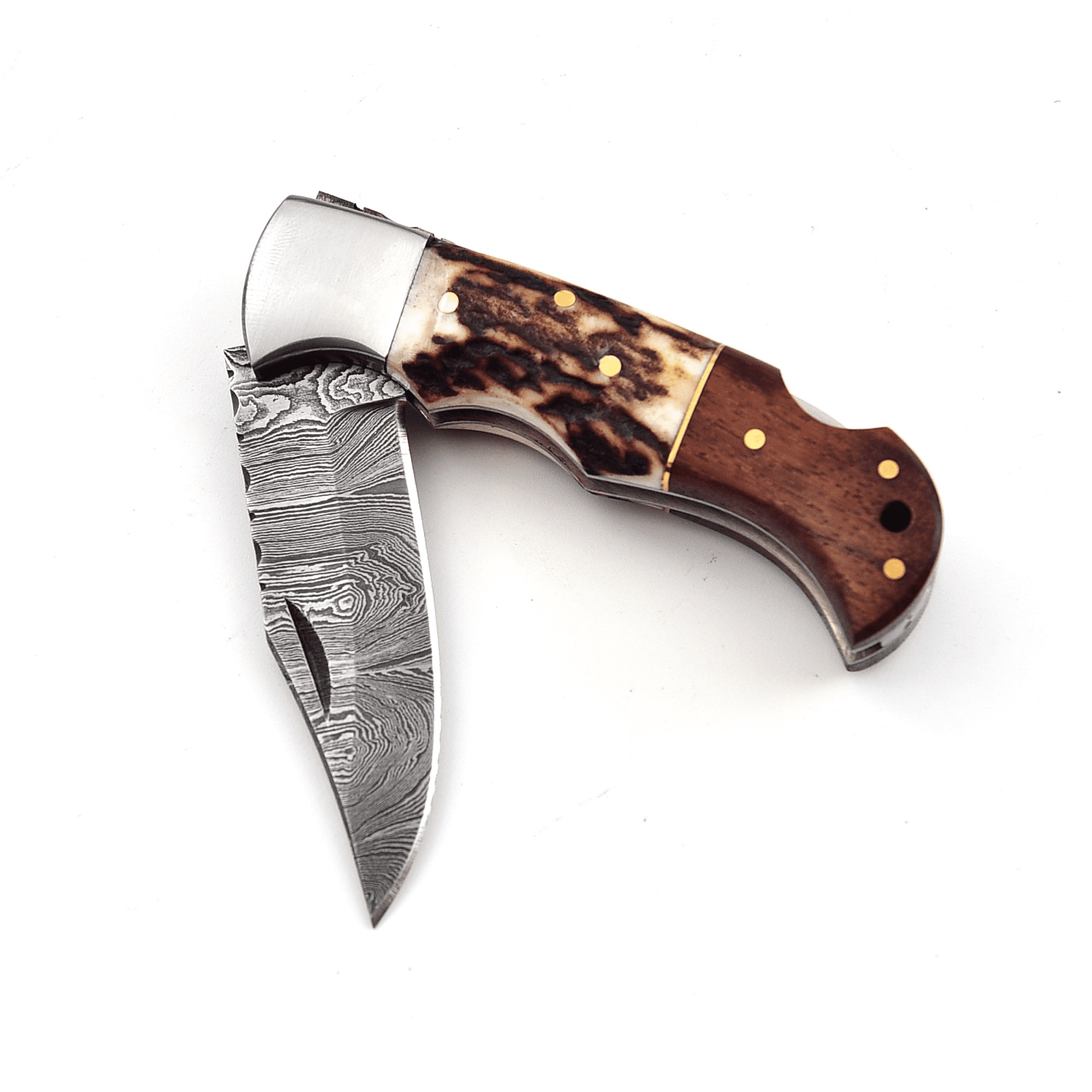Handmade Damascus Pocket Knife for Men - 6.5 Inches Damascus Folding Knife with Sheath - Pocket Knives and Folding Knives with BackLock - Best for EDC, Camping, Fishing and Hiking,