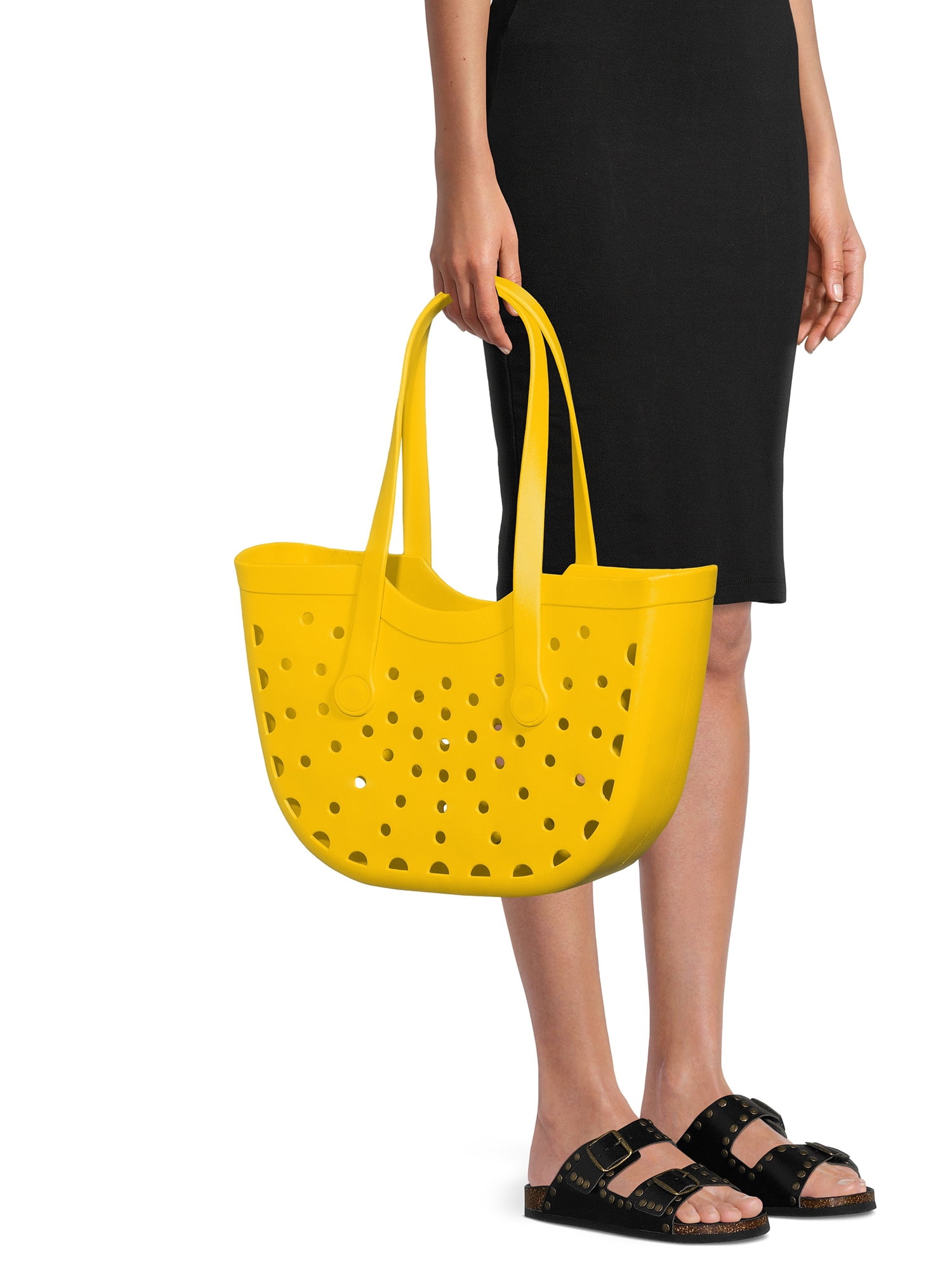 Time and Tru Women’s Molded Beach Tote Bag Yellow Quartz