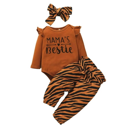 

Binmer Toddler Baby Autumn Baby Long Sleeve Romper + Leopard Print Trousers + Headband Three-Piece Set