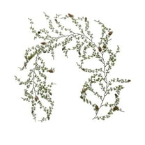 Luoshdecor Artificial Twig Vine for Wall Hangings,Green Leaf Garland with Pinecone Fake Vines Hanging Plants for Home Bedroom Garden Wall Wedding Decor 61 in