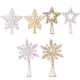 thumbnail image 3 of 2 piezas de adorno para árbol de Navidad con diseño de estrella y copo de nieve, adorno para árbol de Navidad con purpurina, estrella superior para adornos navideños., 3 of 8