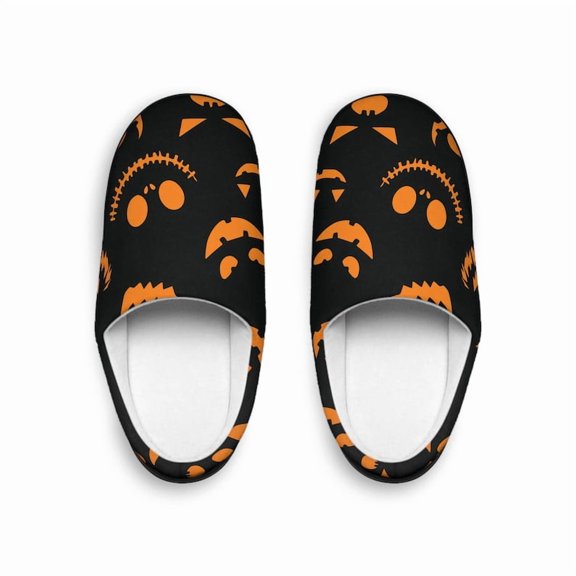 Halloween Slippers - Womens Indoor Slippers with Scary Pumpkins, Gifts for Mom, Costume Pumpkin Shoes.