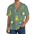 thumbnail image 3 of Naloa Cute Yoga Frogs Men's Loose Fit Cuban Collar Short-Sleeve Shirt with Button-down and Chest Pocket for Everyday Wear Outings - Medium, 3 of 7