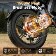 GLOBALKEEP Electric Dirt Bike for Adults, 20x4.0 Fat Tire Off-Road Ebike, 48V/15.6Ah Detachable Battery, Peak 1500W Motor Ebike, 7-Speed, UL2849
