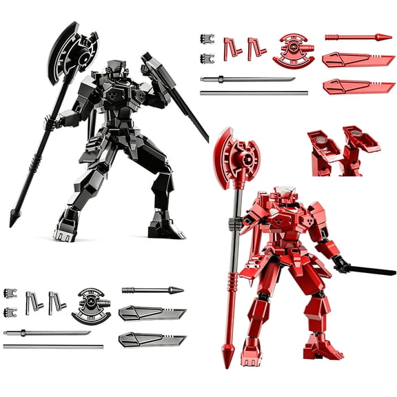 2Pack T13 Action Figure Set,Robot Titan Dummy,Fully Articulated Robot Warrior Style Models DIY Assembly Kit with Replaceable Hand Accessories