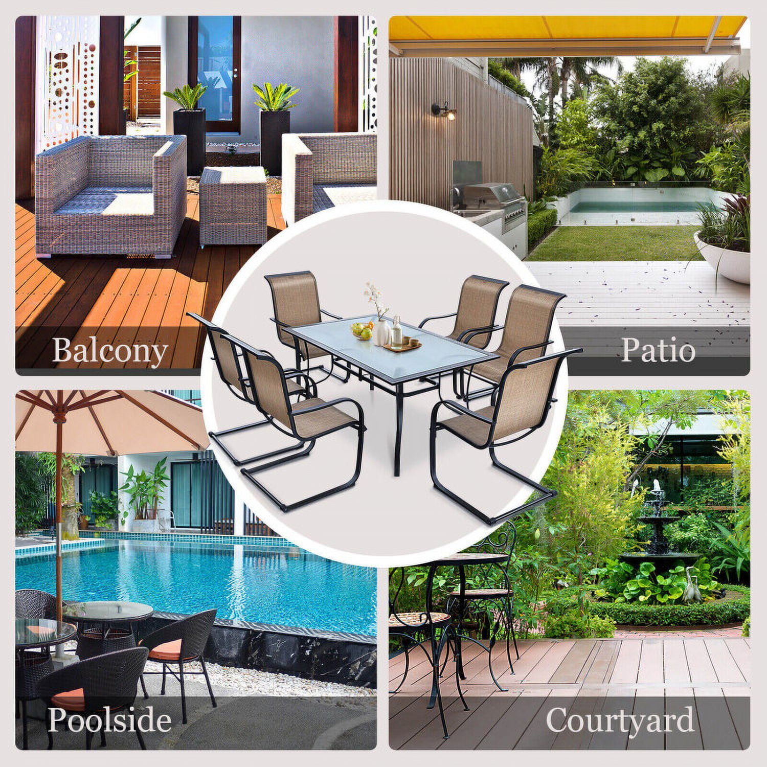 Aimee Lii 2 Pieces Patio Dining Chairs with C spring motion High Backrest Armrest, Outdoor Patio Set Aimee Lii 2 Pieces Patio Dining Chairs with C spring motion High Backrest Armrest, Outdoor Patio Set