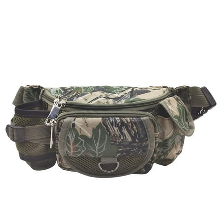 Fishing Bag Multiple Pocket Waist Pack Adjustable Strap Portable Outdoor Fishing Tackle Bag Waterproof Army Green Camouflage Travel Hiking Cycling Climbing Sports