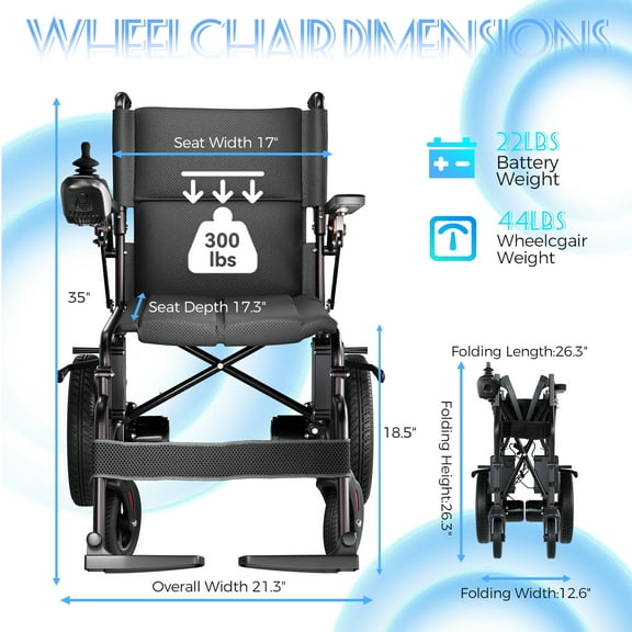 Edcsi Foldable Electric Wheelchair – Travel-Friendly Portable Mobility Scooter for Seniors & Adults, Lightweight Compact Motorized Wheelchair with Easy Fold Design